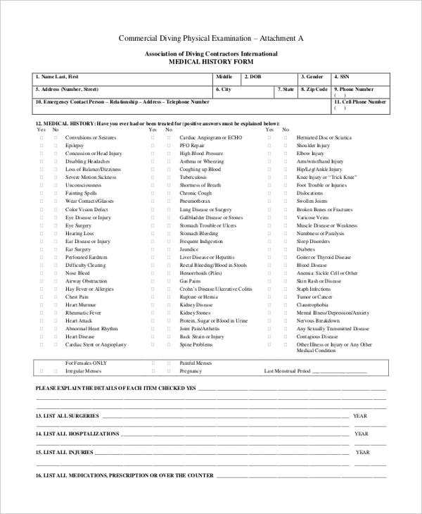 FREE 16+ Physical Examination Form Samples, PDF, MS Word, Google Docs ...