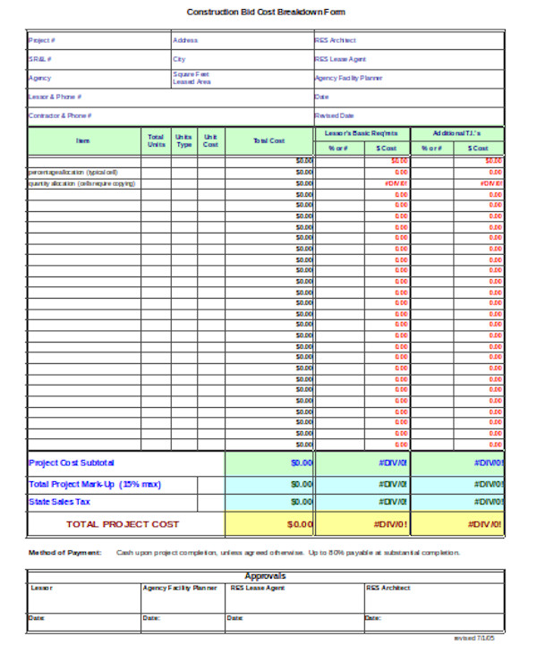 Construction Bid Template Free Excel For Your Needs