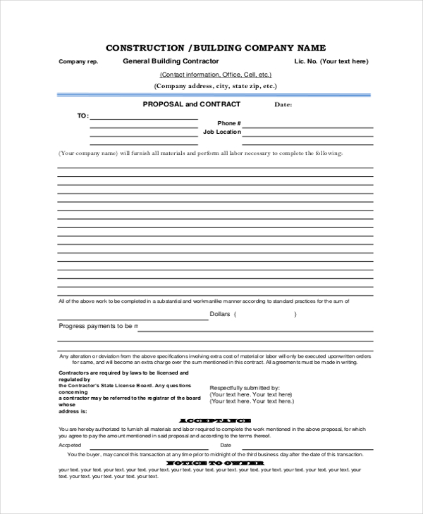 Free 21+ Sample Construction Forms In Pdf 