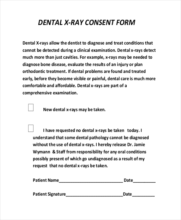 dental x ray consent form