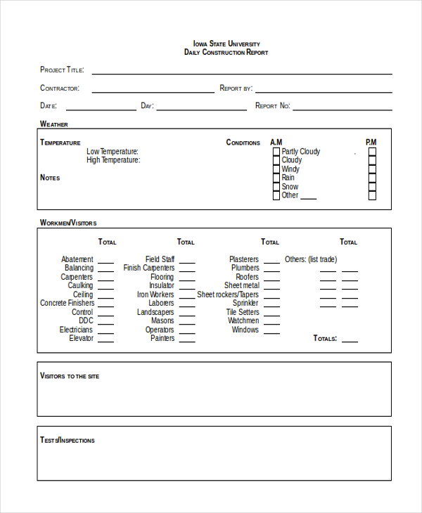 FREE 21+ Sample Construction Forms in PDF | MS Excel | MS Word