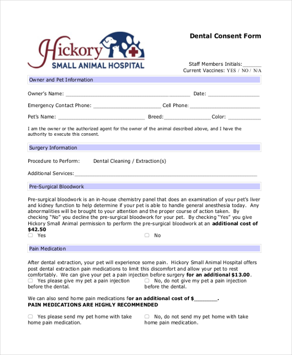 dental consent form