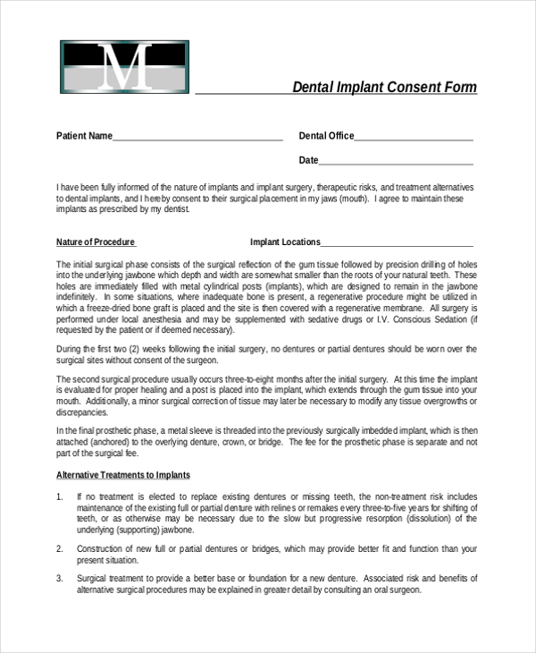 Dental Implant Consent Form