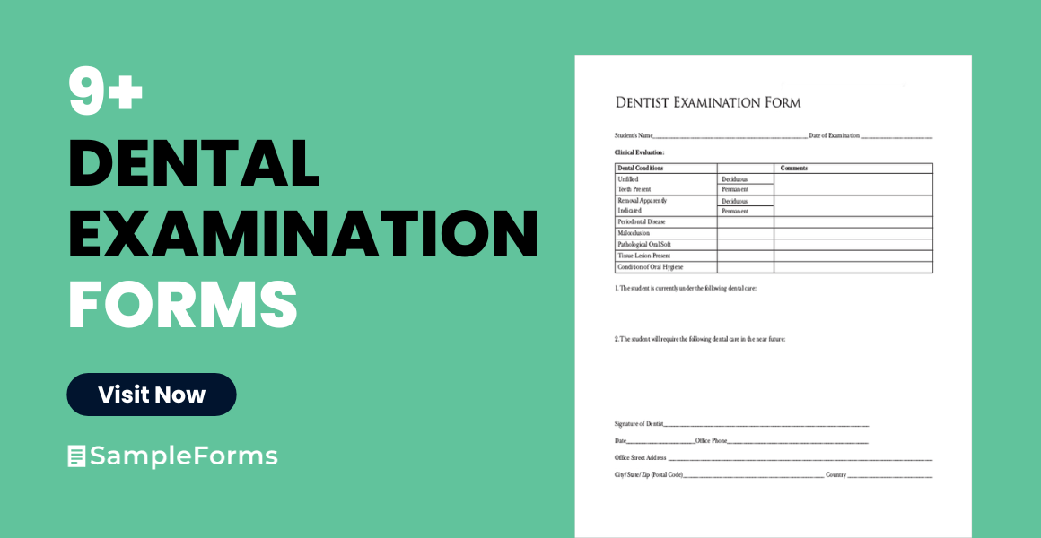 dentals examination form