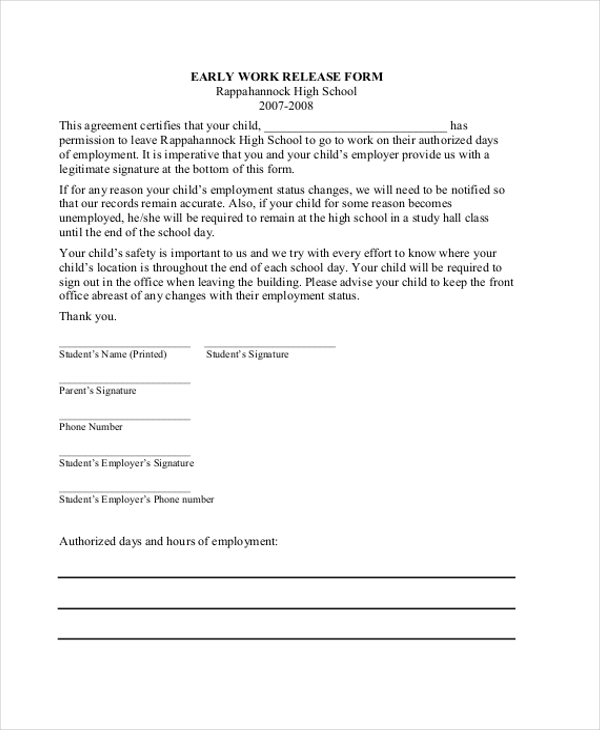 assignment and release form