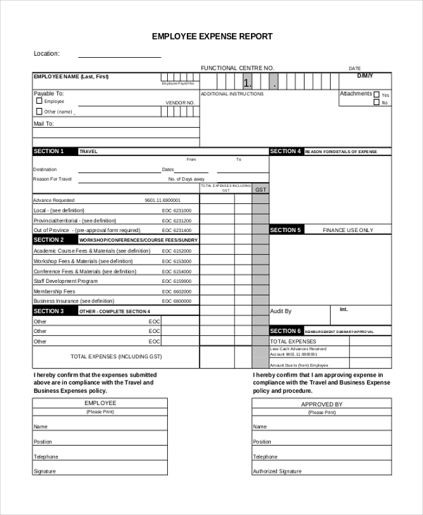 employee expense form