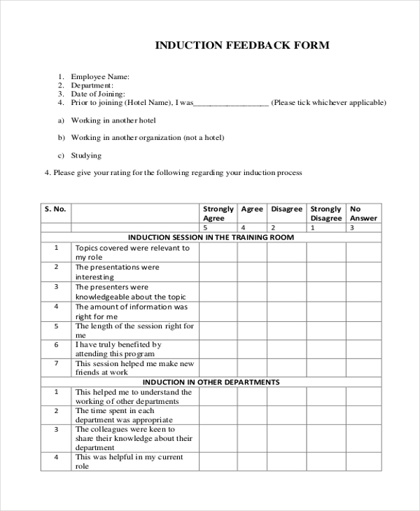 employee induction feedback form1