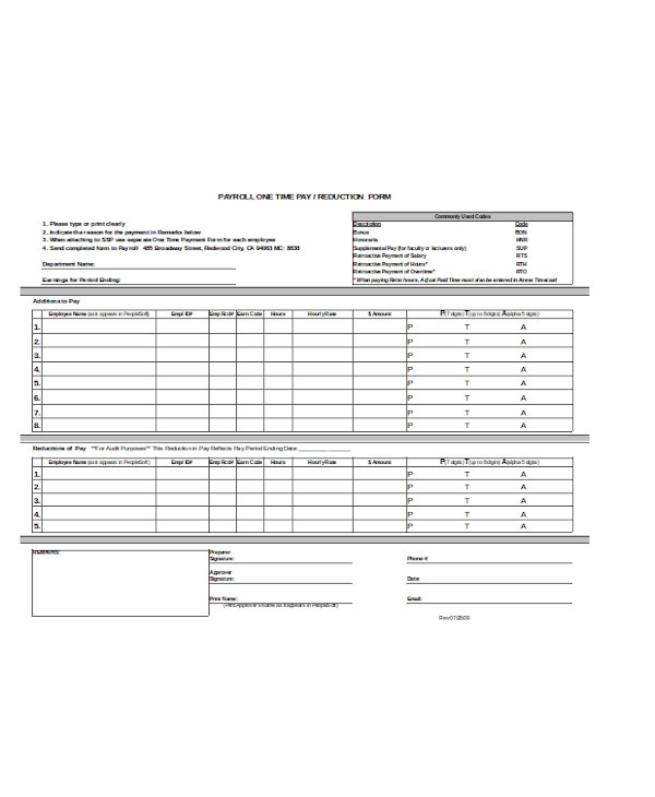 employee payroll reduction form