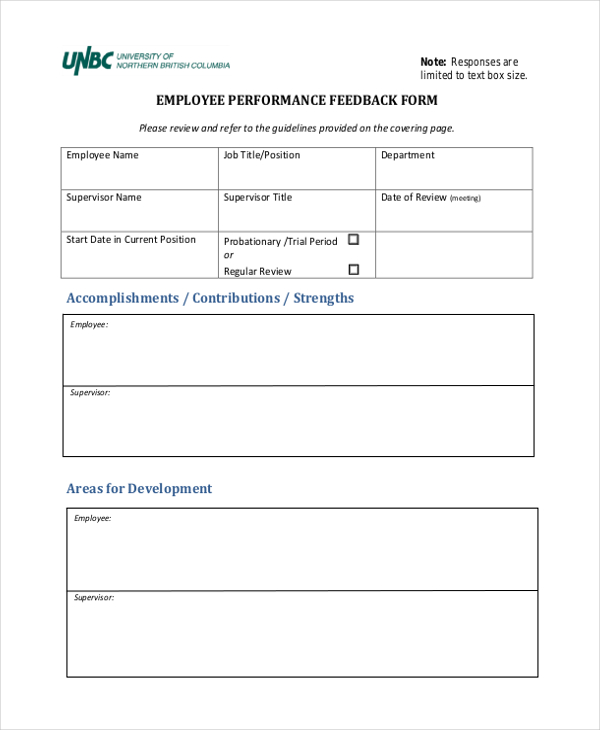 employee performance feedback form