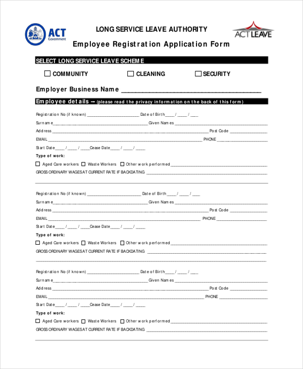 Employee Application Template Free from images.sampleforms.com