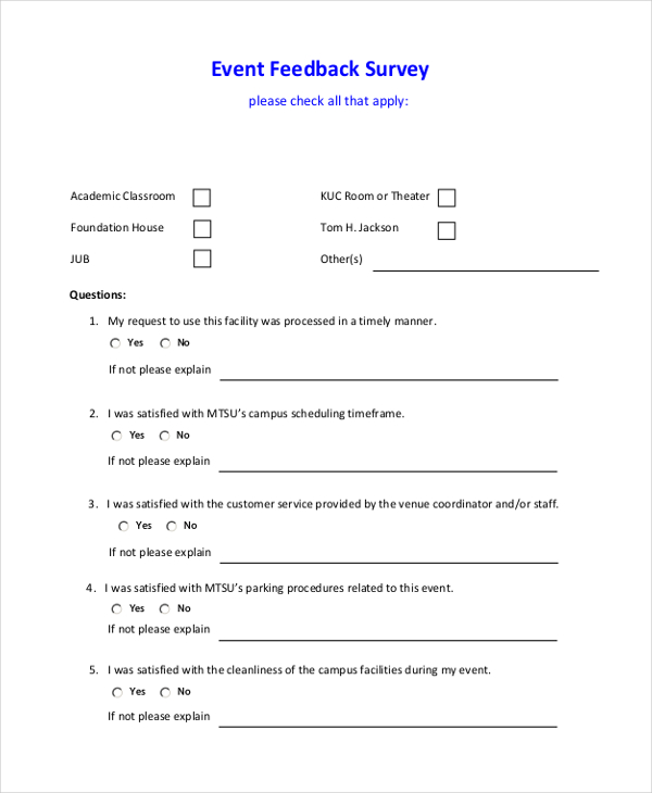Free 10 Sample Event Survey Forms In Pdf Excel Word