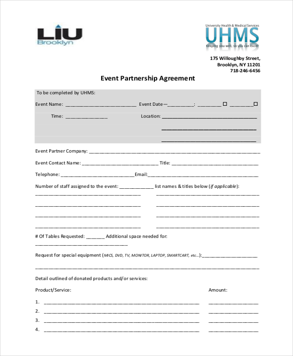 event partnership agreement