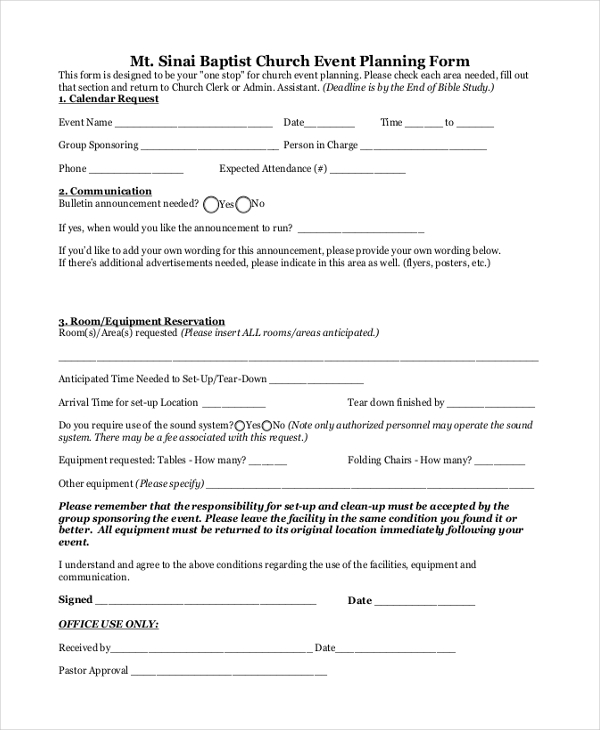 event planning request form