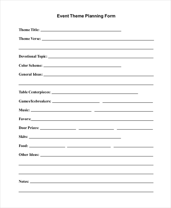 Printable Event Planning Form - Printable Forms Free Online