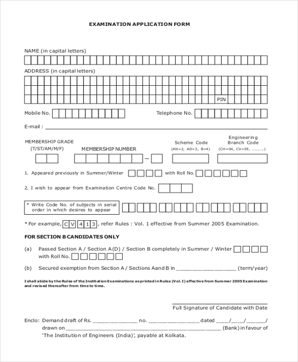 FREE 17+ Examination Form Samples, PDF, MS Word, Google Docs, Excel