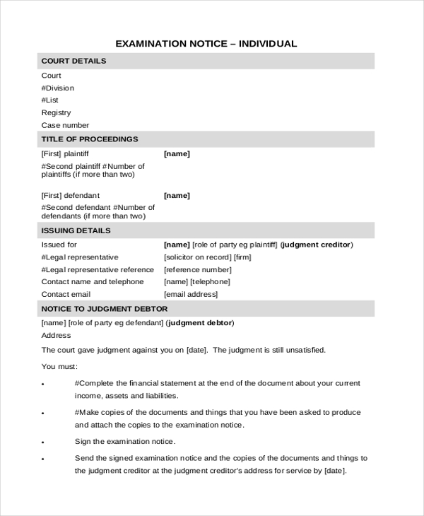 FREE 17+ Examination Form Samples, PDF, MS Word, Google Docs, Excel