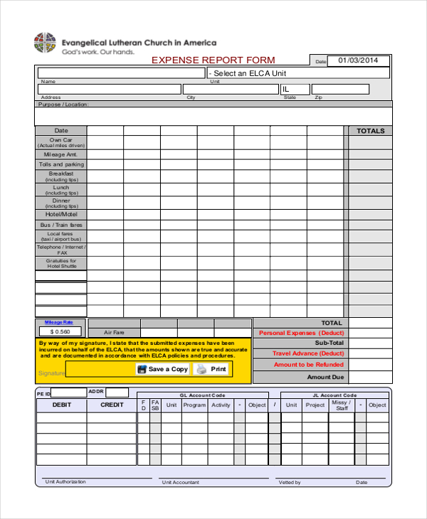 expense report form