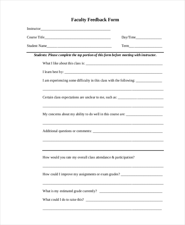 faculty feedback form