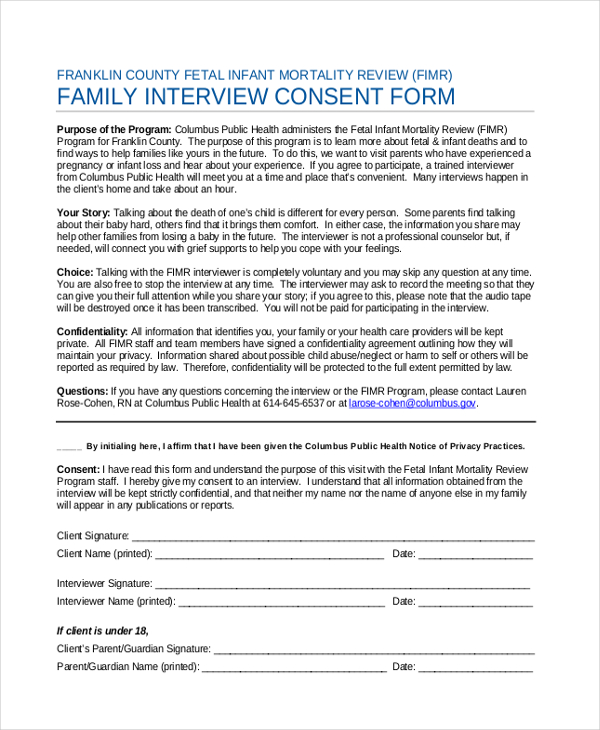 family interview consent form