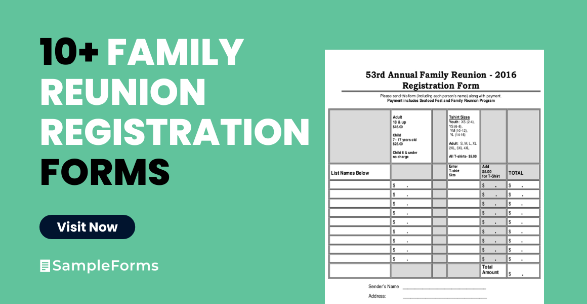 Family Reunion Registration – Youth (11-18yrs old) – Williams Family Reunion