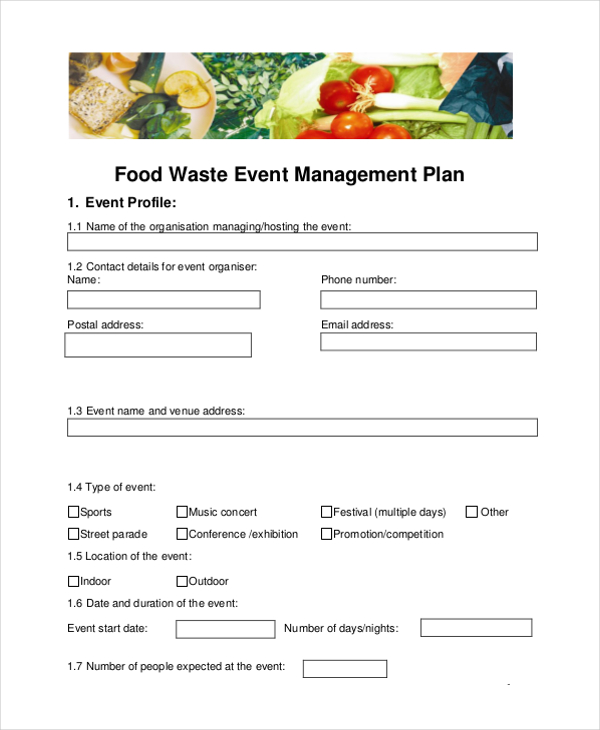 food waste event management plan