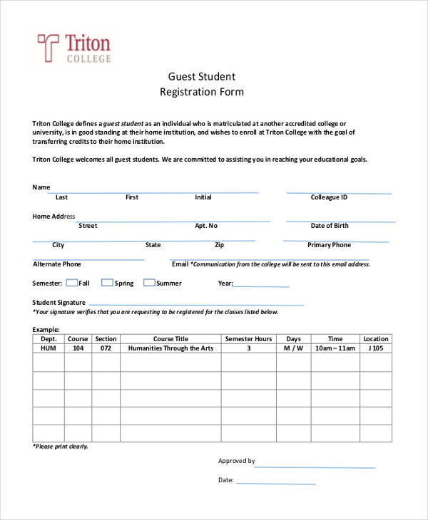 guest student registration form