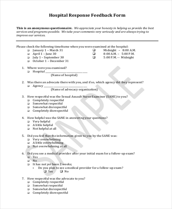 hospital feedback form