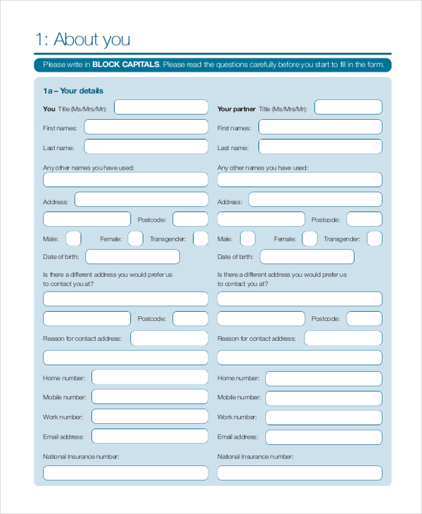 Free 21 Sample Application Forms In Pdf Ms Word Excel 5699