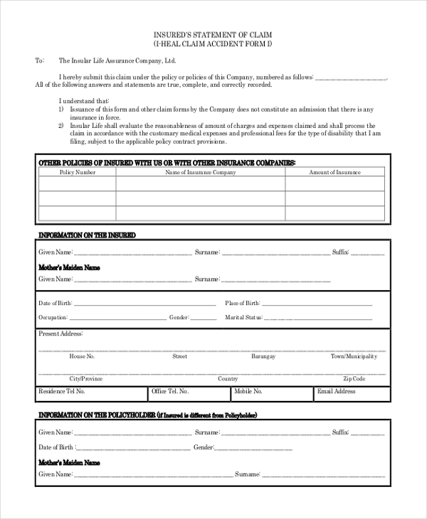 FREE 11+ Sample Statement of Claim Forms in PDF | Excel | Word