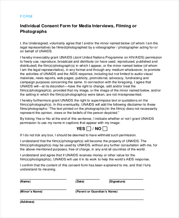 individual consent form for media interviews
