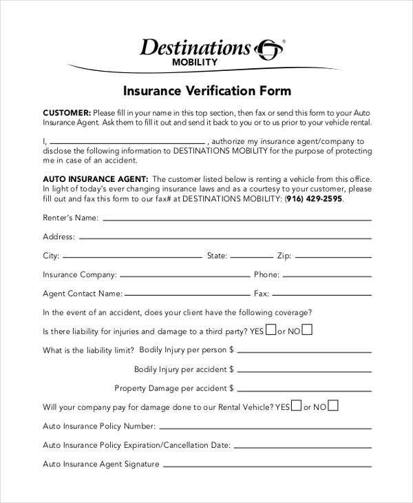 insurance verification form