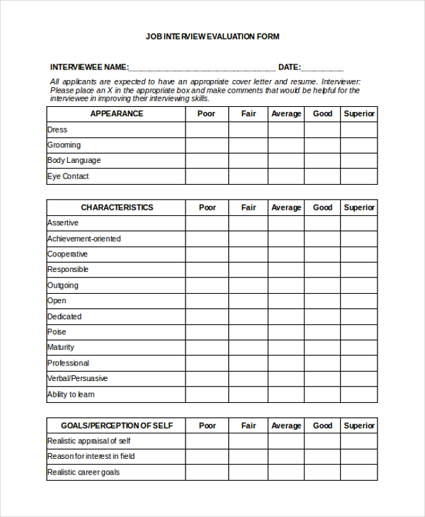 job interview evaluation form1
