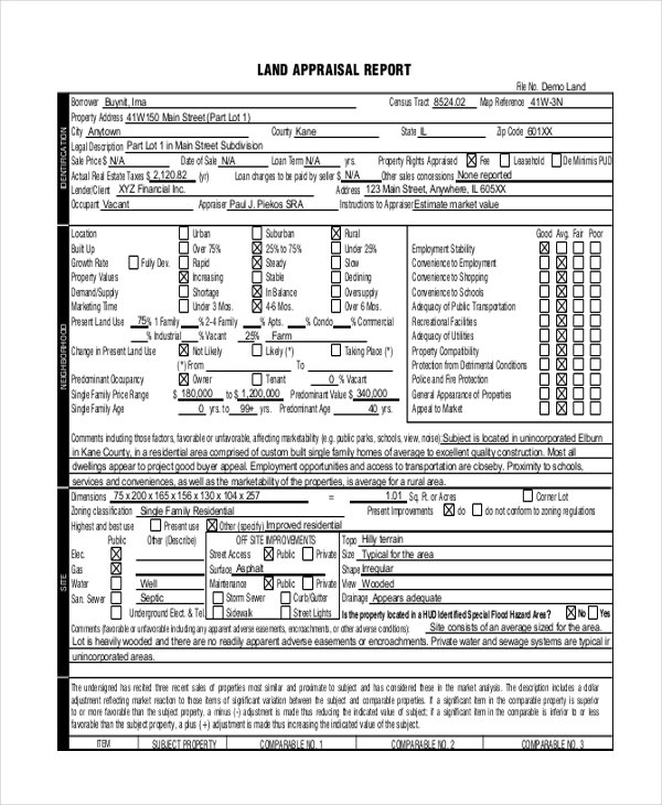 FREE 8+ Sample Land Appraisal Forms in MS Word PDF