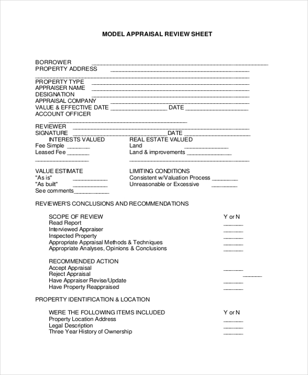land appraisal review form