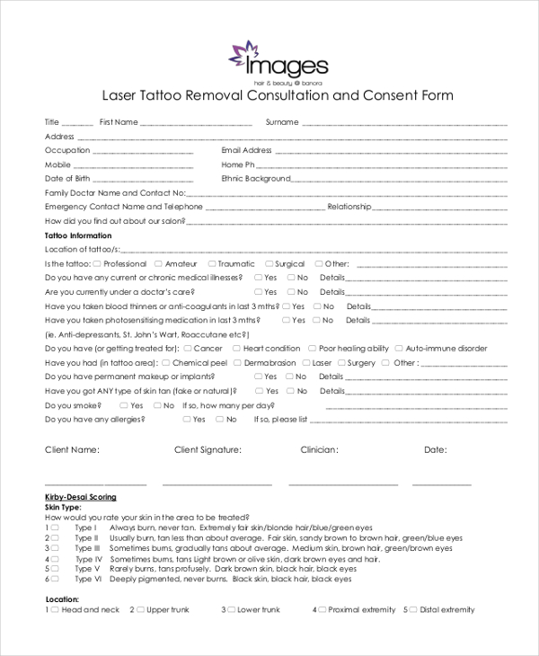 Adult Tattoo Consent Form  PDF  Tattoo  Consent