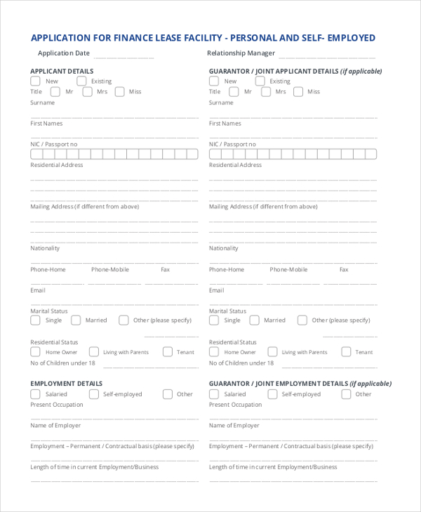 lease application form