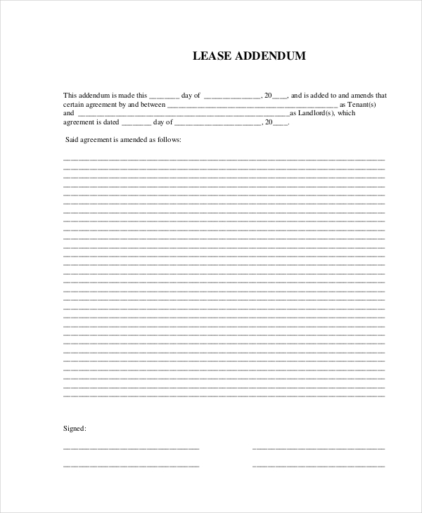 Free 11 Sample Lease Amendment Forms In Pdf Ms Word 0557