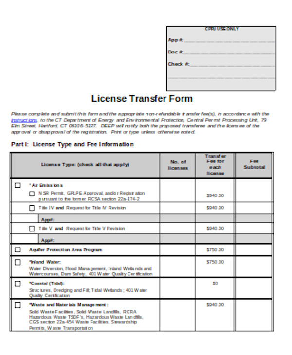 license transfer form