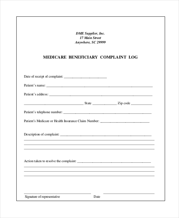 FREE 10+ Sample Medicare Complaint Forms in PDF Word