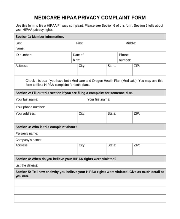 FREE 10+ Sample Medicare Complaint Forms in PDF Word