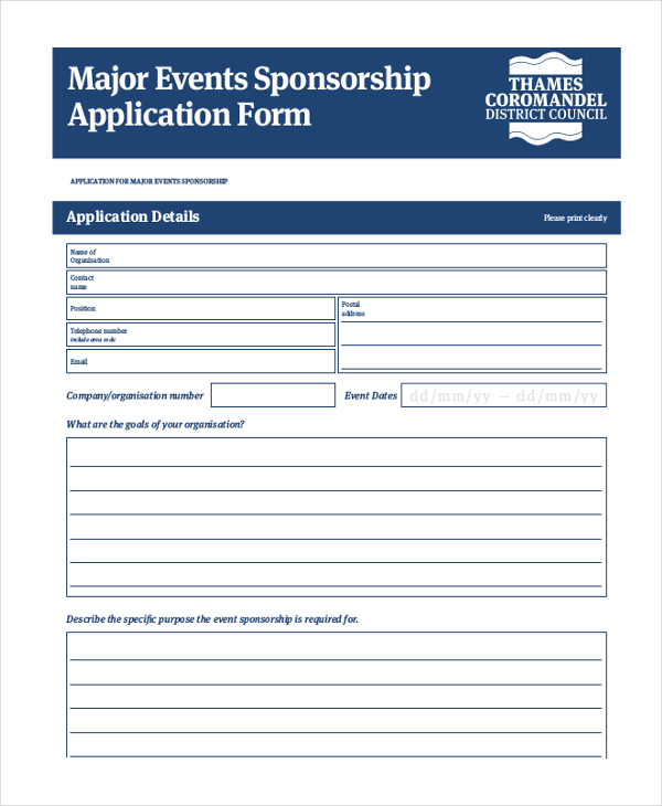 FREE 13+ Sample Sponsorship Application Forms in PDF | MS Word | Excel