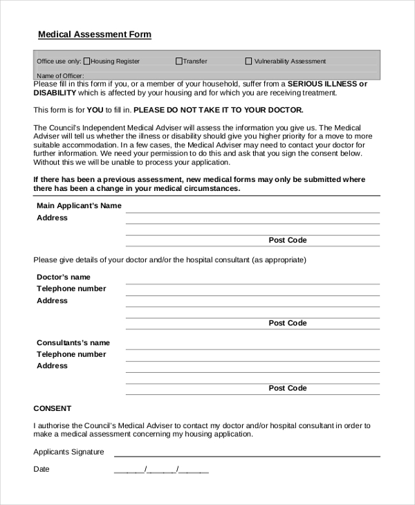 Free 26 Sample Assessment Forms In Ms Word Pdf Excel 1994