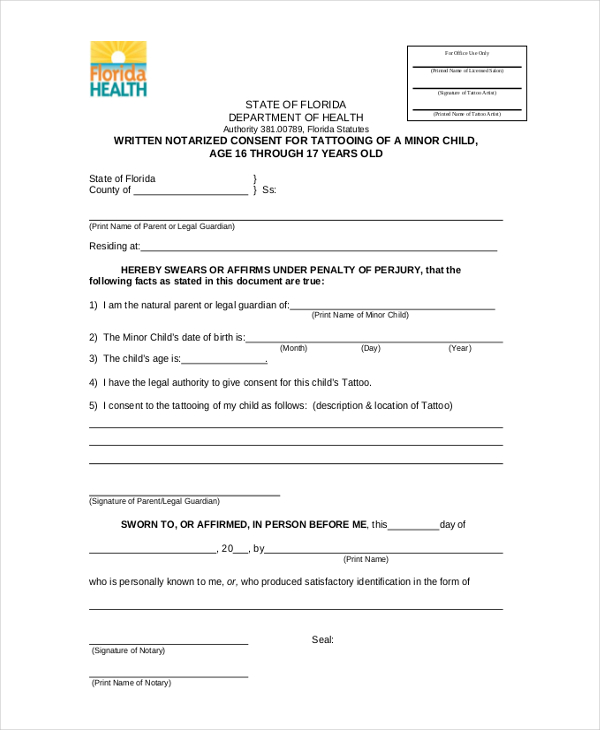 Free Tattoo Consent Forms Guide to US Laws  Word  PDF