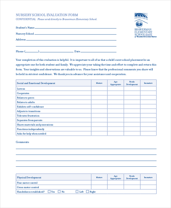 FREE 12+ Sample School Evaluation Forms in PDF MS Word Excel