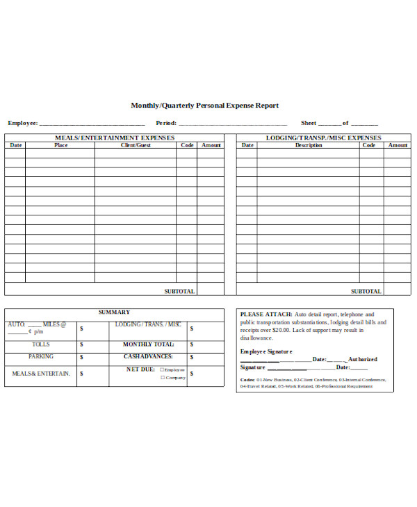 new business expense report form