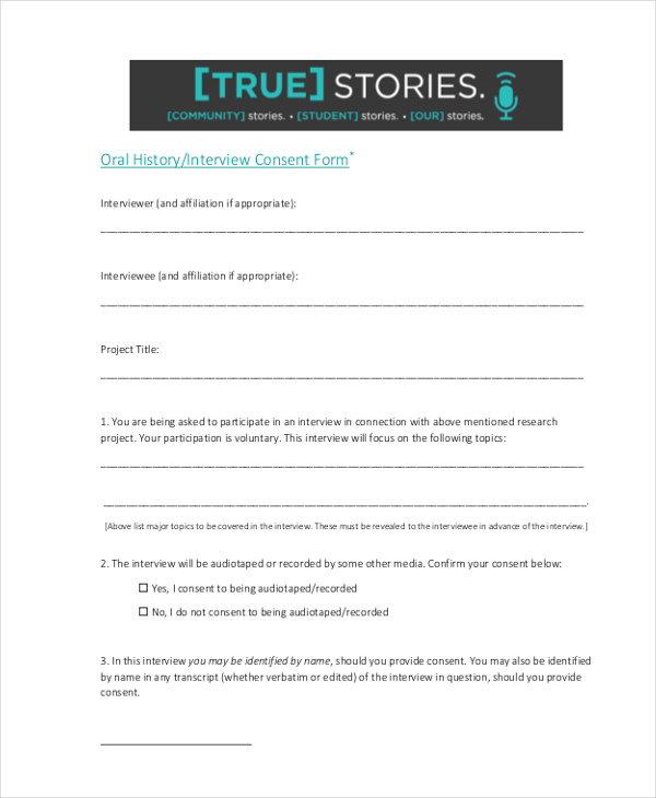 oral history interview consent form