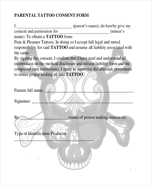 FREE 11 Sample Tattoo Consent Forms In PDF Word