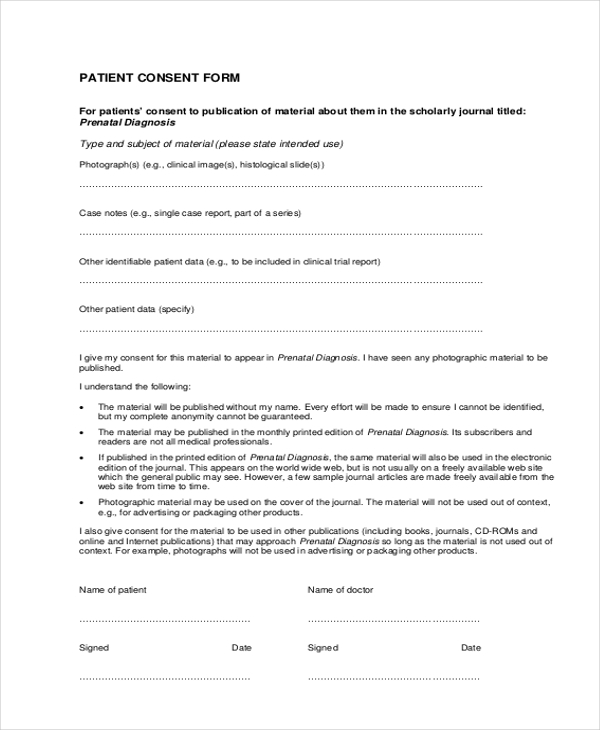 Free 27 Sample Consent Forms In Pdf Ms Word Excel 8689