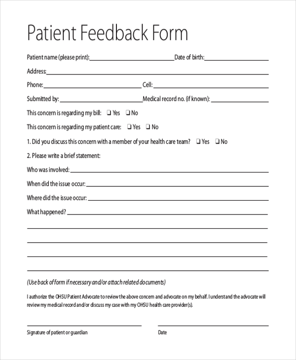 FREE 28+ Sample Feedback Forms in MS Word | PDF | Excel