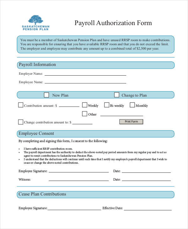 payroll authorization form